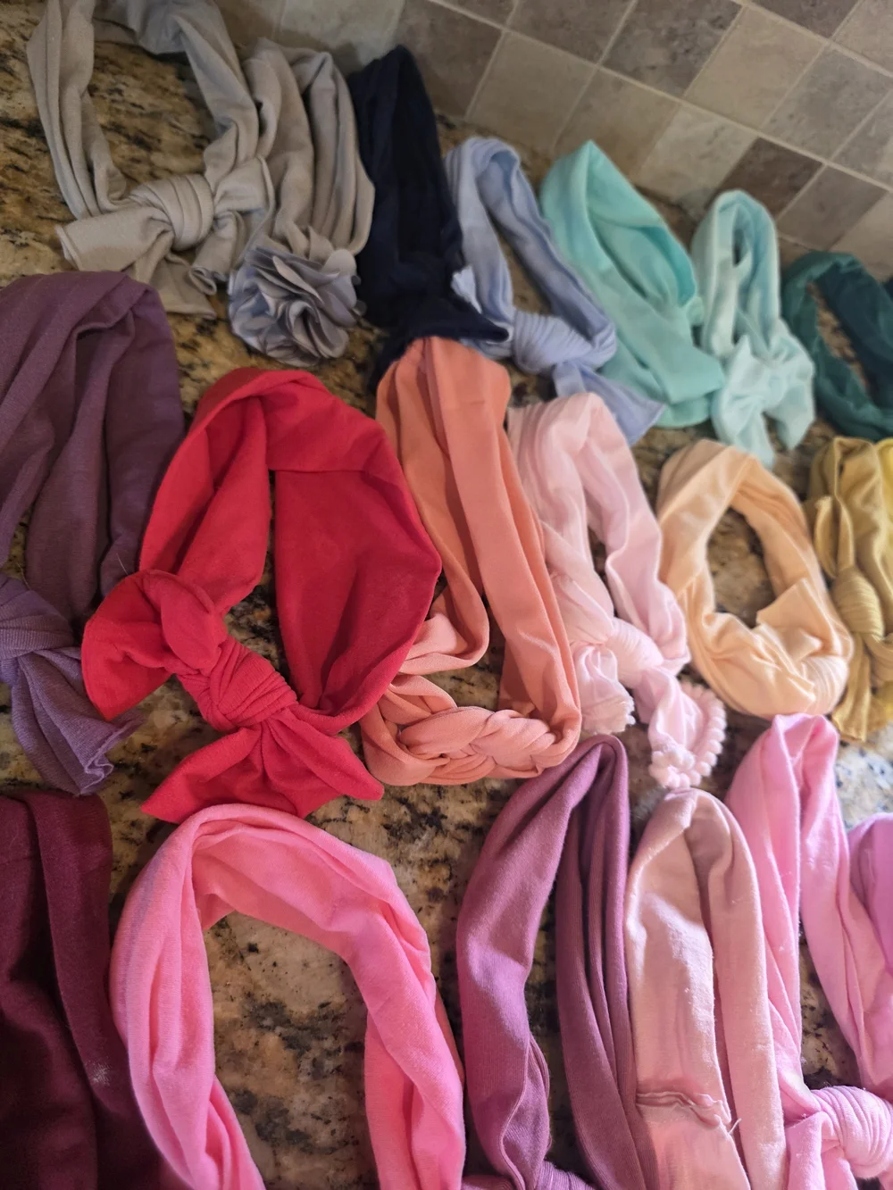 Assorted Girls Knotted Fabric Headbands - Multi Color